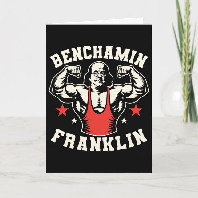 Benjamin Benchamin Franklin Bench Press Bodybuildi Card (Front)