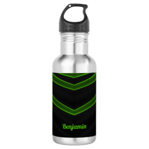 BENJAMIN ~ Black and Fluoro Green  532 Ml Water Bottle
