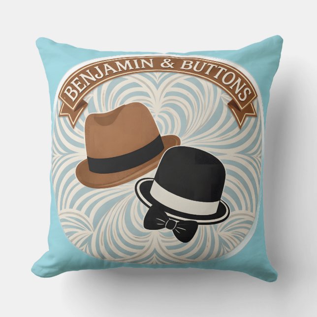 Benjamin buttons vintage style gentleman hats thro cushion (Front)
