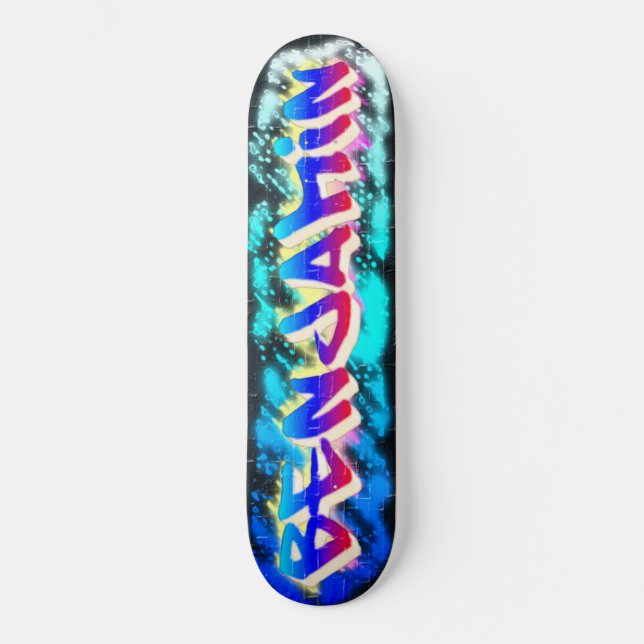 BENJAMIN Customised Graffiti Skateboard (Front)