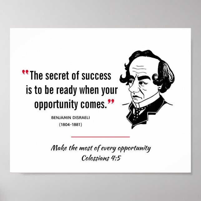 BENJAMIN DISRAELI  Inspirational Quote Christian Poster (Front)