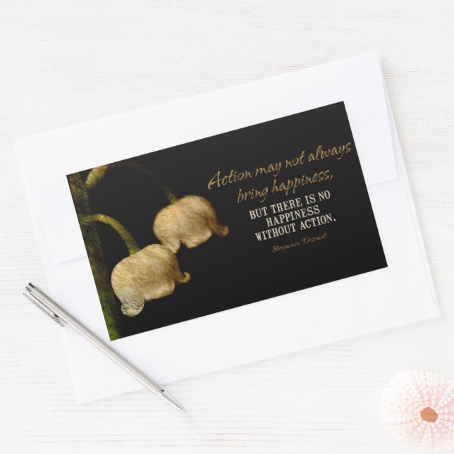Benjamin Disraeli Inspirational Quote "Happiness" Rectangular Sticker (Envelope)