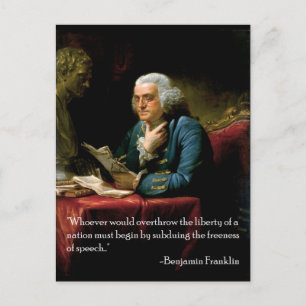 Benjamin_Franklin_1767 quote on speech Postcard