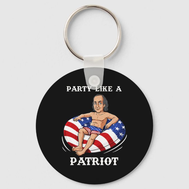 Benjamin Franklin 4th Of July USA Patriot Fun  Key Ring (Front)