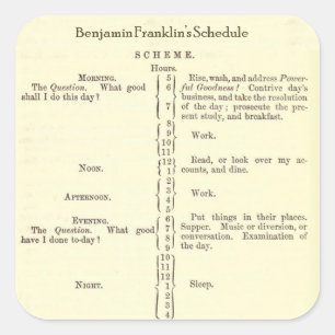 Benjamin Franklin Autobiography Schedule stickers