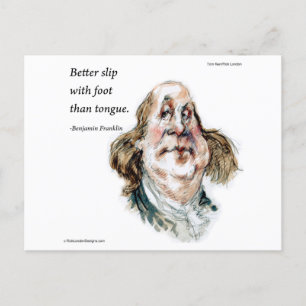 Benjamin Franklin Caricature & Quote Postcard