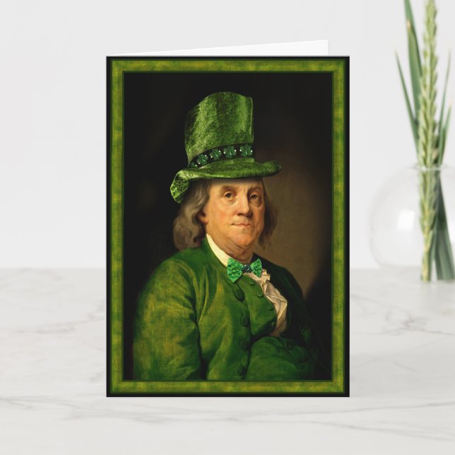 Benjamin Franklin Clover St Patrick's Day Card (Front)