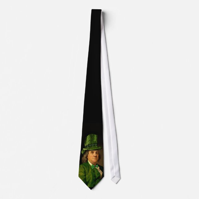 Benjamin Franklin Clover St Patrick's Day Tie (Front)