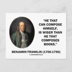 Benjamin Franklin Composes Himself Wiser Than Postcard