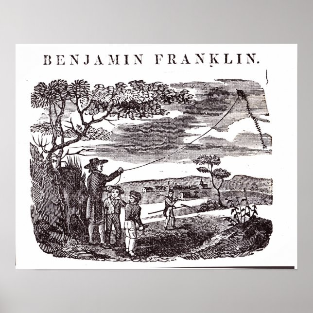 Benjamin Franklin  Conducts his Kite Experiment Poster (Front)