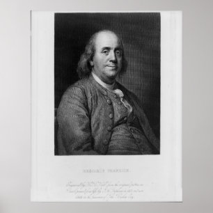 BENJAMIN FRANKLIN Engraving by H.B. Hall Poster
