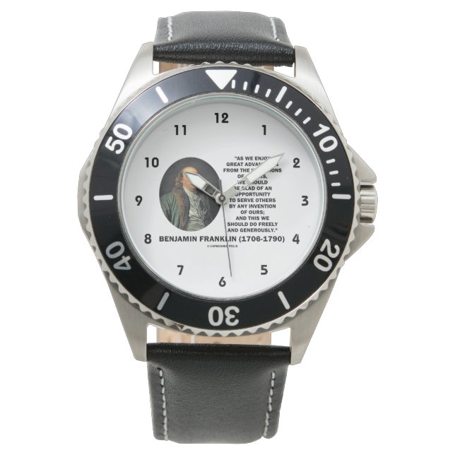 Benjamin Franklin Great Advantages Invention Quote Watch (Front)