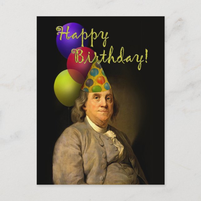 Benjamin Franklin Happy Birthday Postcard (Front)