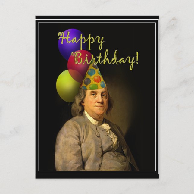 Benjamin Franklin Happy Birthday Postcard (Front)