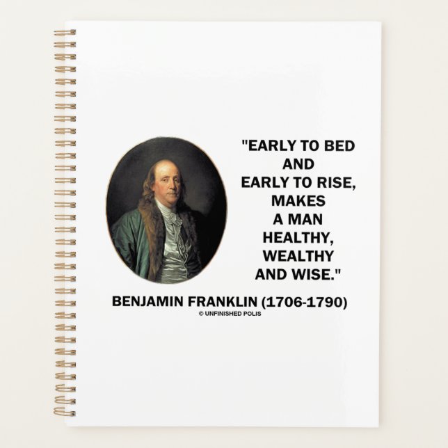 Benjamin Franklin Healthy Wealthy Wise Quote Planner (Front)