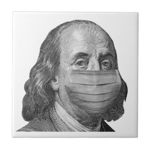 Benjamin Franklin in mask Ceramic Tile