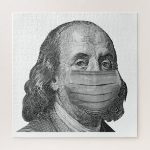 Benjamin Franklin in mask Jigsaw Puzzle
