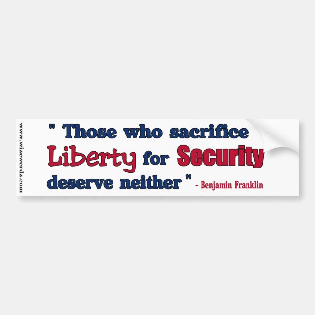 Benjamin Franklin - Liberty vs Security sticker (Front)