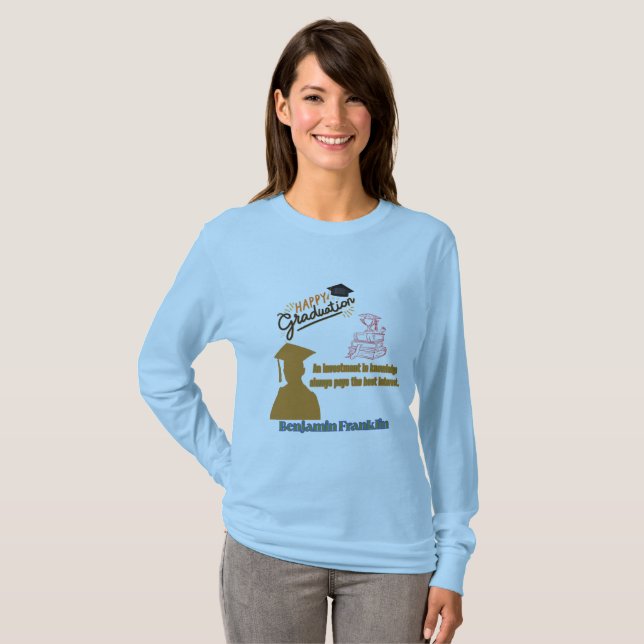 Benjamin Franklin Motto light blue T-Shirt (Front Full)