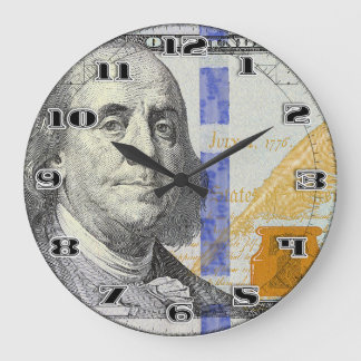 Benjamin Franklin One hundred dollars Money design Large Clock