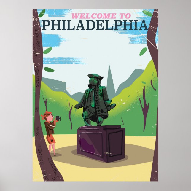 Benjamin Franklin Philadelphia cartoon Poster (Front)