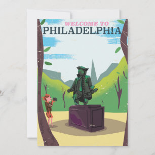 Benjamin Franklin Philadelphia cartoon Wood Poster Invitation