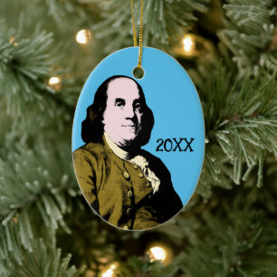 Benjamin Franklin Pop Art Style Ceramic Ornament