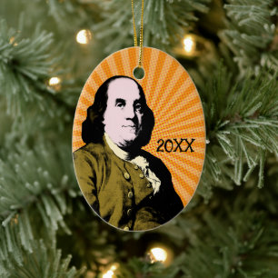 Benjamin Franklin Pop Art Style Ceramic Ornament
