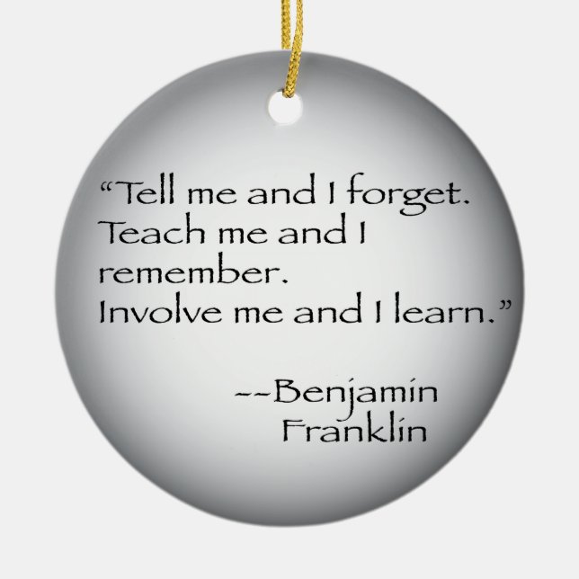 Benjamin Franklin Quote Ceramic Tree Decoration (Front)