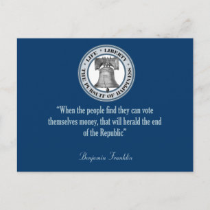 Benjamin Franklin Quote (Money) Postcard