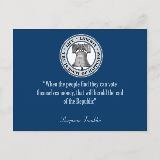 Benjamin Franklin Quote (Money) Postcard (Front)