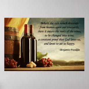 Benjamin Franklin Wine Quote Poster