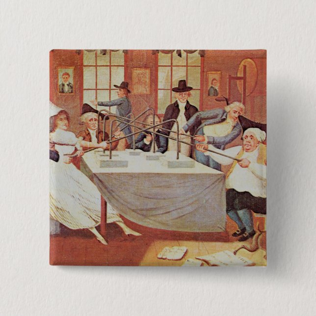 Benjamin Franklin's experiments with electricity 15 Cm Square Badge (Front)