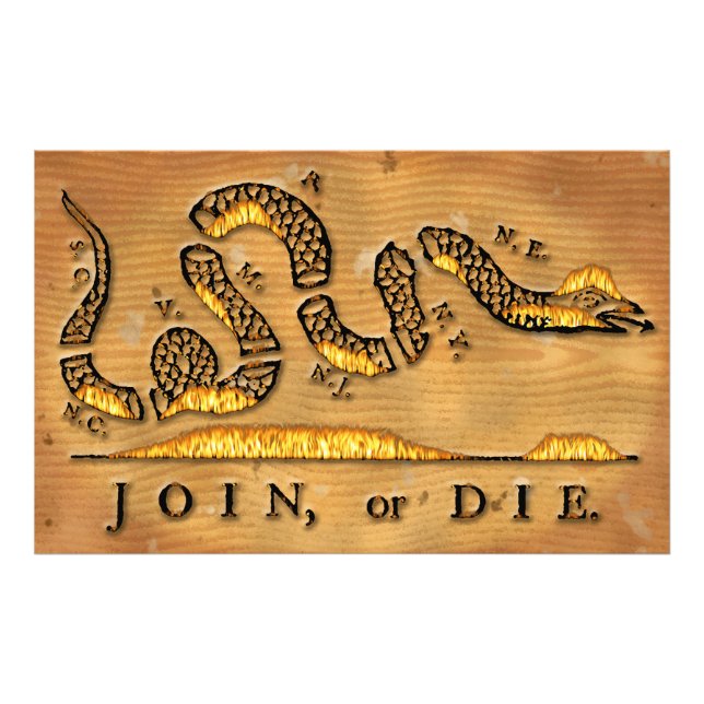 Benjamin Franklin's Join Or Die Political Cartoon Photo Print (Front)