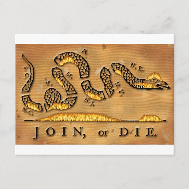 Benjamin Franklin's Join Or Die Political Cartoon Postcard (Front)