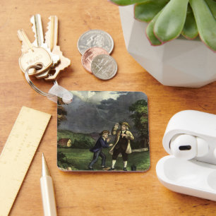 Benjamin Franklin's Kite and Lightning Experiment Key Ring