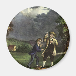 Benjamin Franklin's Kite and Lightning Experiment Magnet