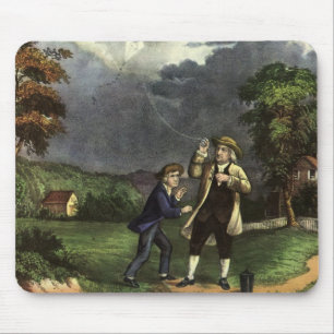 Benjamin Franklin's Kite and Lightning Experiment Mouse Pad