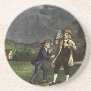 Benjamin Franklin's Lightning and Kite Experiment Coaster