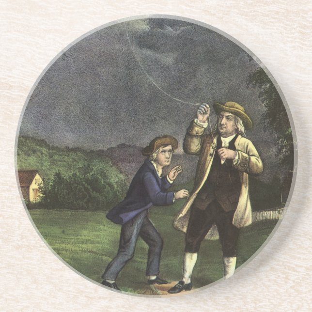 Benjamin Franklin's Lightning and Kite Experiment Coaster (Front)