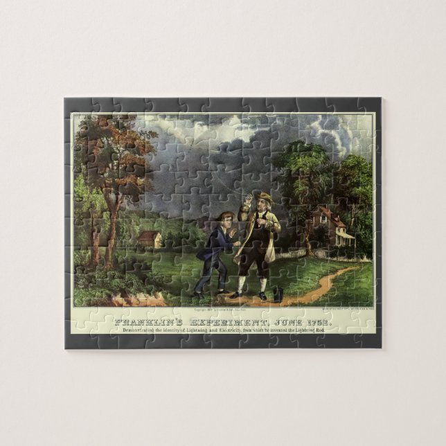 Benjamin Franklin's Lightning and Kite Experiment Jigsaw Puzzle (Horizontal)