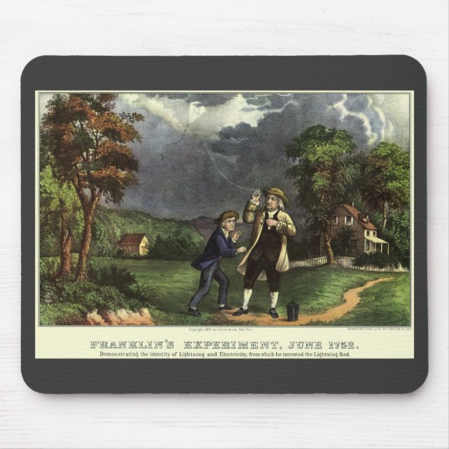 Benjamin Franklin's Lightning and Kite Experiment Mouse Pad (Front)