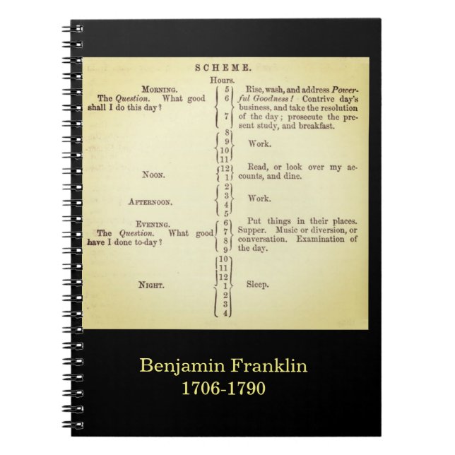 Benjamin Franklin's Schedule Notebook (Front)