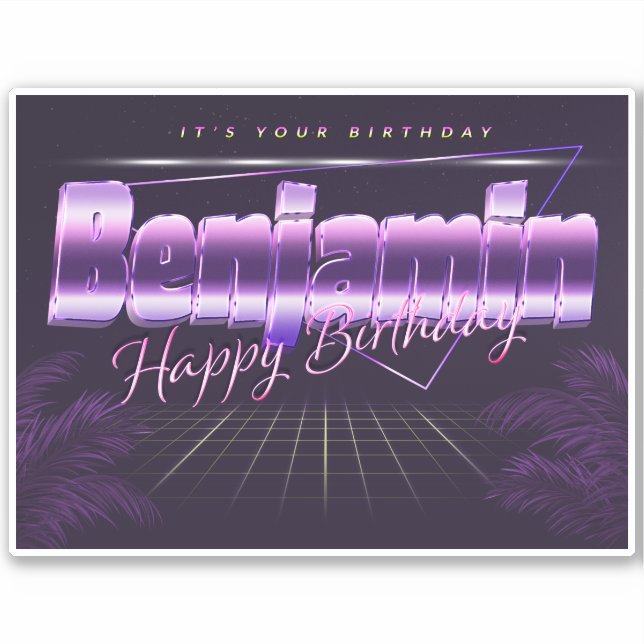 Benjamin Name First name retro Sticker Birthday (Front)