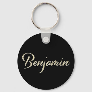 Benjamin Name whitegold Button Schlüsselanhänger Key Ring