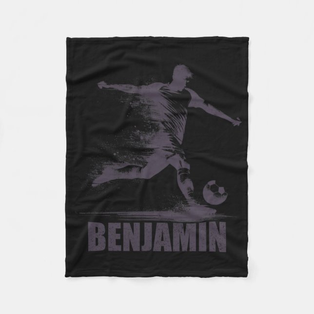 Benjamin Soccer Boys Personalised First Name Benja Fleece Blanket (Front)