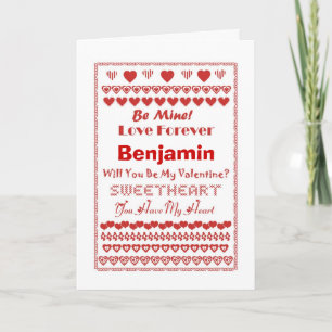 Benjamin Valentine's Day Hearts Hearts Hearts Holiday Card