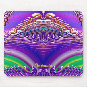 BENJAMIN ~ Zany Green, Blue, Yellow and Purple  Mouse Pad