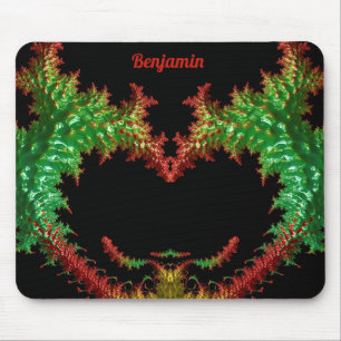 BENJAMIN ~ Zany Hot Red, Yellow, Black and Green  Mouse Pad