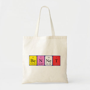 Bennet periodic table name tote bag